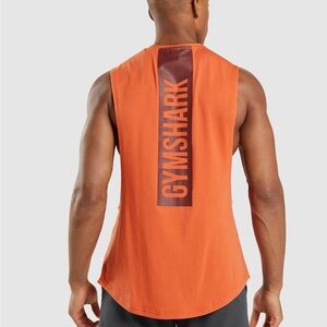 Gymshark Men's Orange Tank Top with Dark Orange Back Panel